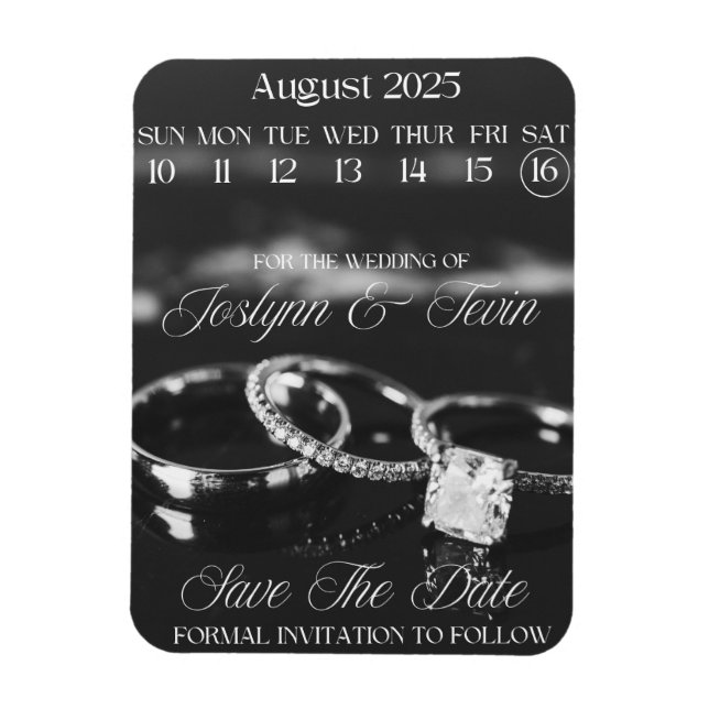 Custom Wedding Save the Date Calendar Magnet (Vertikal)