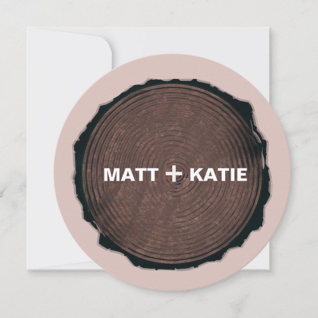 Custom Wedding Save the Date - Carved Wood Round (Vorderseite)