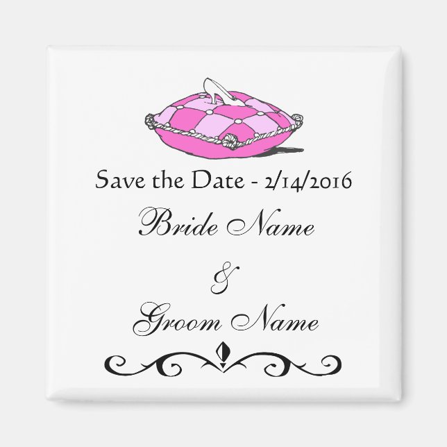 Custom Wedding Save the Date Cinderella Slipper Magnet (Vorne)