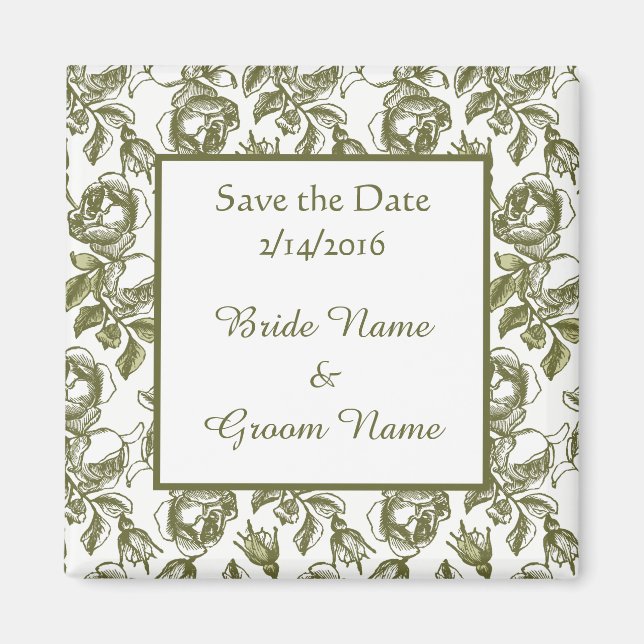 Custom Wedding Save the Date Golden Rose Magnet (Vorne)