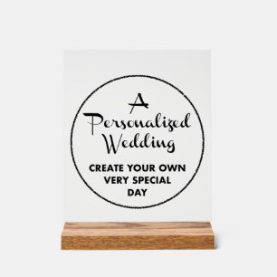Custom Wedding Sign 10" x 8" Acryl & Holz Stand Acrylschild