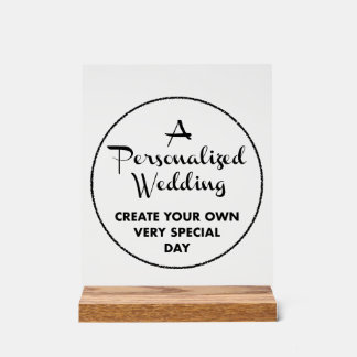 Custom Wedding Sign 10" x 8" Acryl & Holz Stand Acrylschild