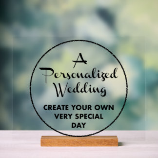 Custom Wedding Sign 11" x 14" Acryl & Holz Stand Acrylschild