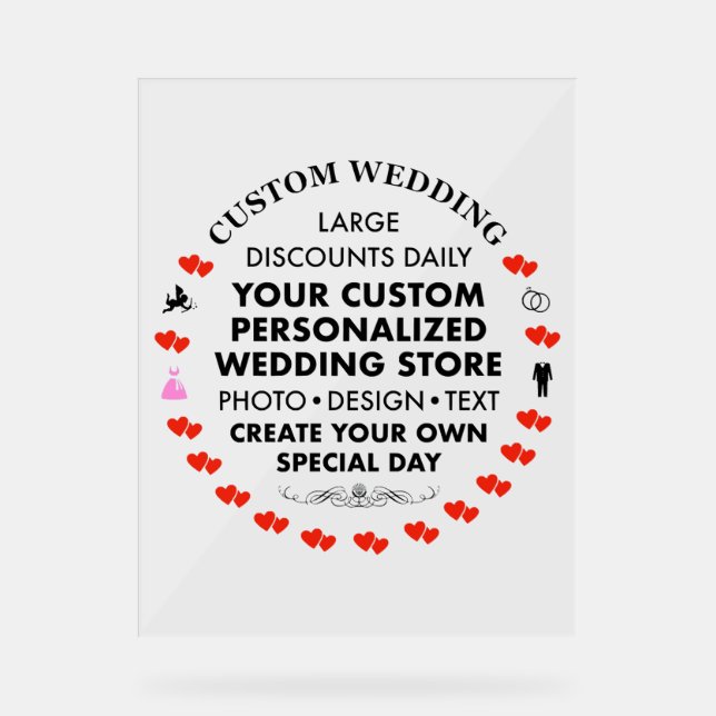 Custom Wedding Sign 14" x 11" Acryl Acrylschild (Vorderseite)