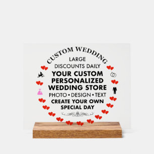 Custom Wedding Sign 8" x 10" Acryl & Holz Stand Acrylschild