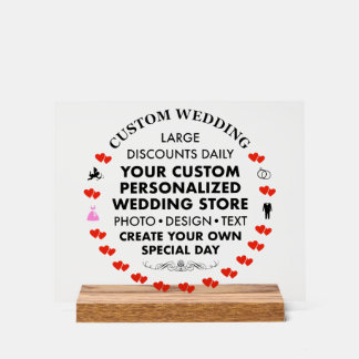 Custom Wedding Sign 8" x 10" Acryl & Holz Stand Acrylschild