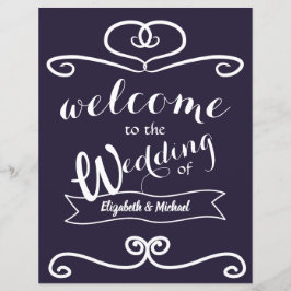 Custom Wedding Signs Navy Blue Yellow Sunflowers