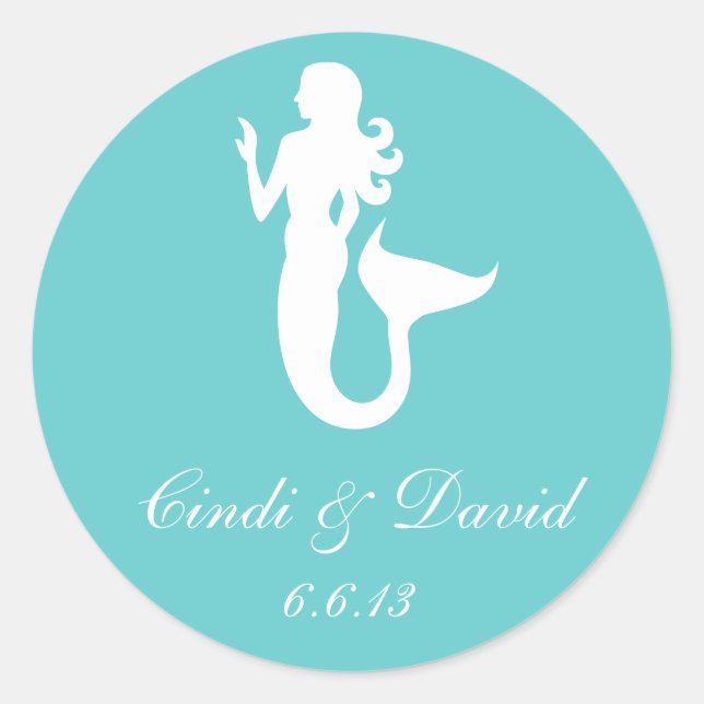 Custom Wedding Sticker Mermaid (Vorderseite)