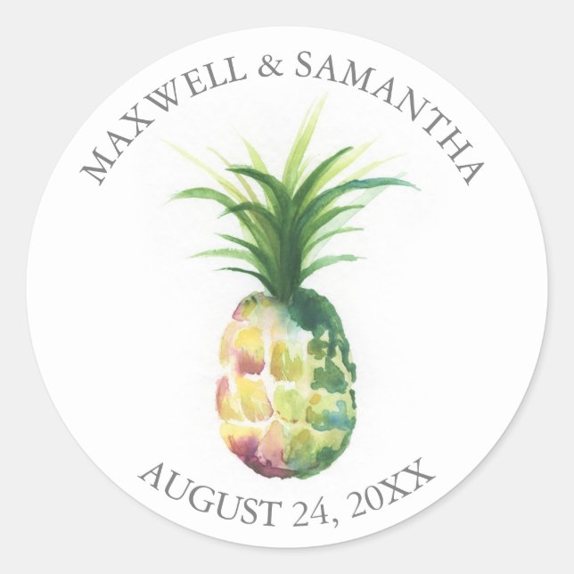 Custom Wedding Stickers for Favors Pineapple (Vorderseite)