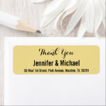 Custom Wedding Vielen Dank, dass Sie das Adresseti<br><div class="desc">Erstellen Sie Ihre eigene individuelle, personalisierte, einfache, elegante moderne goldgelb und schwarz Dankeschön Rücksendelabel. Geben Sie einfach den Namen und die Adresse der Braut & Bräutigam / Ehefrau & Ehemann ein. Eleganter Dank an Rücksendeadressen-Aufkleber für die Nutzung bei Hochzeit, Heiratsjubiläum, Geburtstag, Brautparty, Babydusche, Feiertagen, oder anderen besondere Anlass verwandte Mailings....</div>