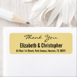 Custom Wedding Vielen Dank, dass Sie das Adresseti<br><div class="desc">Erstellen Sie Ihre eigene, personalisierte, einfache, elegante moderne schwarz und goldgelb Dank der Rücksendeadresse Etikett. Geben Sie einfach den Namen und die Adresse der Braut & Bräutigam / Ehefrau & Ehemann ein. Eleganter Dank an Rücksendeadressen-Aufkleber für die Nutzung bei Hochzeit, Heiratsjubiläum, Geburtstag, Brautparty, Babydusche, Feiertagen, oder anderen besondere Anlass verwandte...</div>