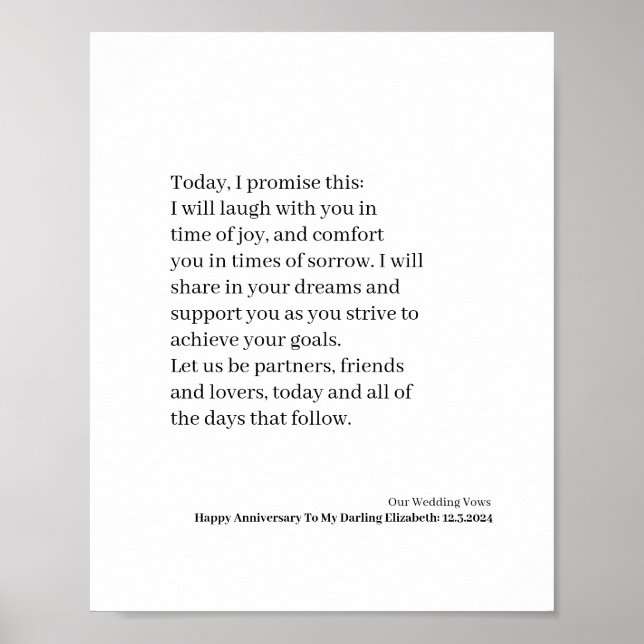 Custom Wedding Vow Poster (Vorne)