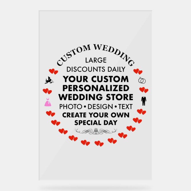 Custom Wedding Welcome Sign 36" x 24" Acryl Acrylschild (Vorderseite)