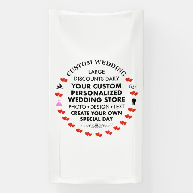 Custom Wedding Welcome Sign 3' x 1.6' Vinyl Banner (Vertikal)