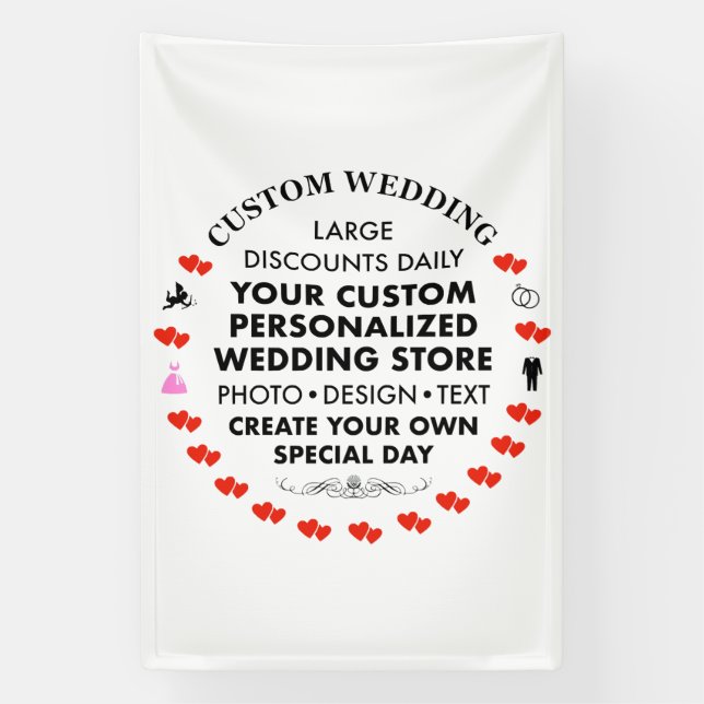 Custom Wedding Welcome Sign 6' x 4' Vinyl Banner (Vertikal)