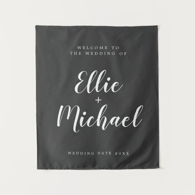 Custom Wedding Welcome Tapestry Wandteppich (Vorderseite)