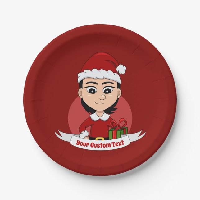 Custom Weihnachts Girl Cartoon Paper Teller (Vorderseite)