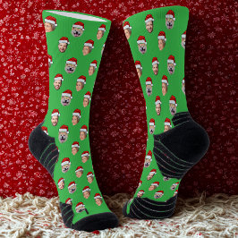 Custom Weihnachtsmannmütze Face Family 3 Fotos Wei Socken