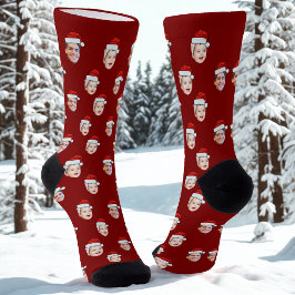 Custom Weihnachtsmannmütze Face Weihnachtsgeschenk Socken