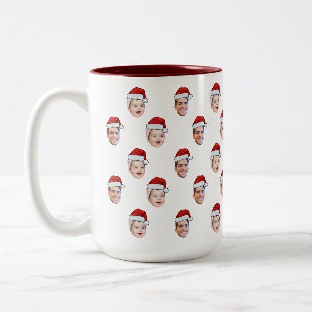 Custom Weihnachtsmannmütze Face Weihnachtsgeschenk Zweifarbige Tasse (Links)