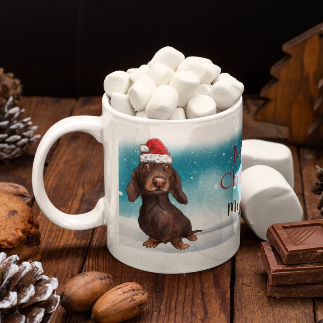 Custom Weihnachtsmannmütze Frohe Weihnachts-Dackel Kaffeetasse (Von Creator hochgeladen)
