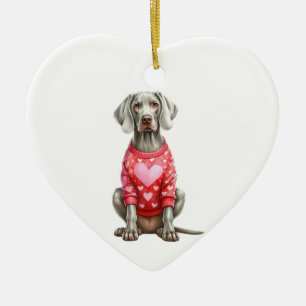 Custom Weimaraner Dog Valentine Keramik Ornament
