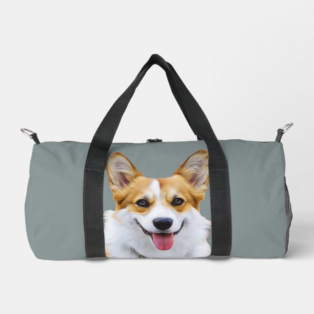 Custom Welsh Corgi Dog Personalisiert Zeichnend Duffle Bag (Vorderseite)