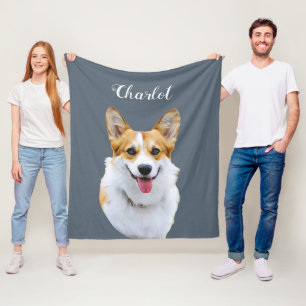 Custom Welsh Corgi Dog Personalisiert Zeichnend Fleecedecke