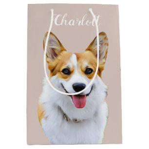 Custom Welsh Corgi Dog Personalisiert Zeichnend Mittlere Geschenktüte
