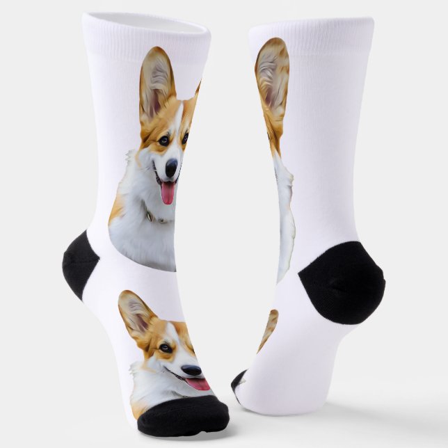 Custom Welsh Corgi Dog Personalisiert Zeichnend Socken (Gewinkelt)