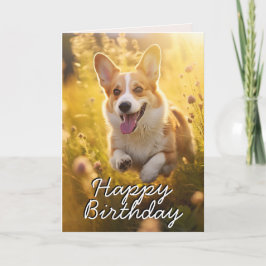 Custom Welsh Corgi Happy Birthday Card Dankeskarte
