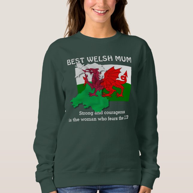 Custom WELSH MUM Flag Wales Sweatshirt (Vorderseite)