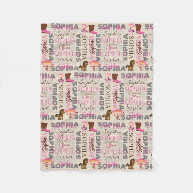 Custom Western Cowgirl Horse Lover Collage Name Fleecedecke (Vorderseite)
