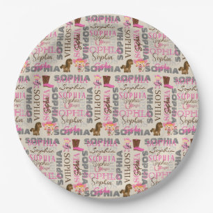 Custom Western Cowgirl Horse Lover Collage Name Pappteller