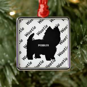 Custom Westie Hund-Silhouette Ornament Aus Metall