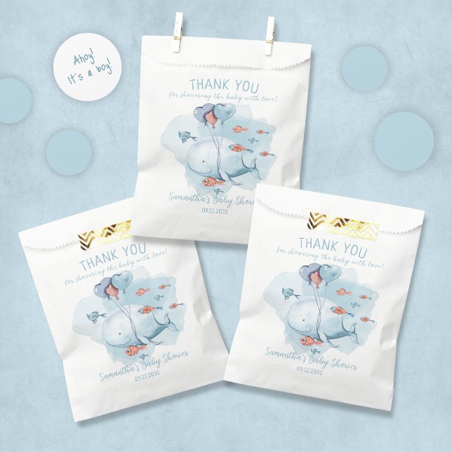 Custom Whale Boy Baby Shower Gast Vielen Dank Geschenktütchen (Custom Whale Boy Baby Shower Guest Thank You Favor Bag)