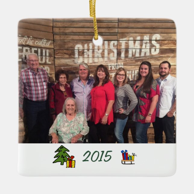 Custom Whimsical 2-seitiges Foto Weihnachten Keramikornament (Vorderseite)