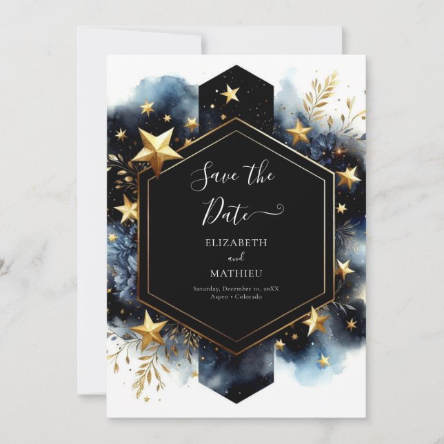 Custom Whimsical Celestial Wedding Save The Date (Vorderseite)