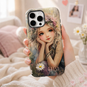 Custom Whimsical Daisy Fairy Pastel Watercolor iPhone 16 Pro Max Hülle