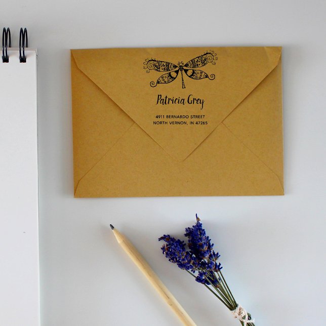 Custom Whimsical Dragonfly-Rücksendeadresse Gummistempel (Von Creator hochgeladen)