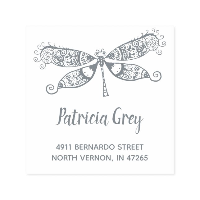 Custom Whimsical Dragonfly-Rücksendeadresse Permastempel (Design)