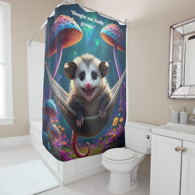 Custom Whimsical Opossum Psychedelic Hippie Duschvorhang (Beispiel)