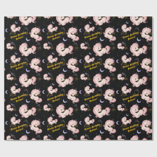 Custom Whimsical Pink Unicorn Girls Geburtstag | Geschenkpapier
