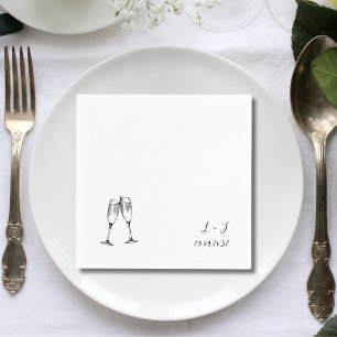 Custom Whimsical Wine Glasses Initials Hochzeit Serviette