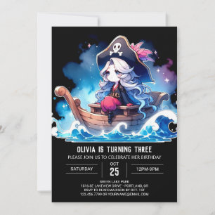 Custom Whimsy Pirate Girl Birthday Einladung