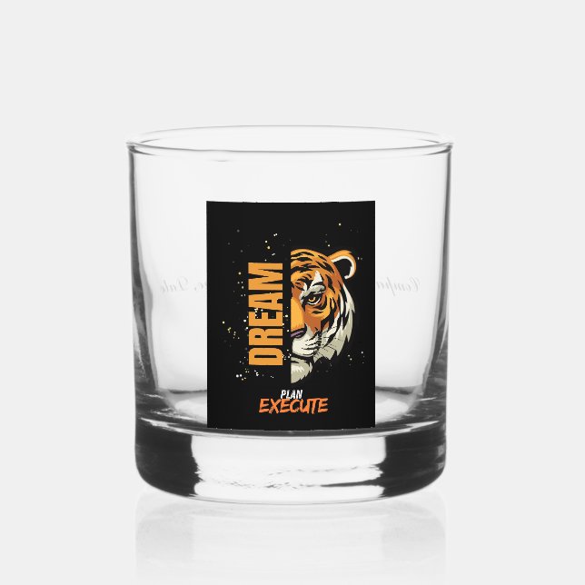 "Custom Whiskey Glass - Tiger Head & Motivierend" Whiskyglas (Vorderseite)