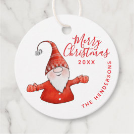Custom White and Red Niedlich Gnome Frohe Weihnach Geschenkanhänger