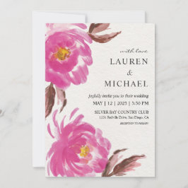 Custom White Bank Painted Peonies Wedding Einladung
