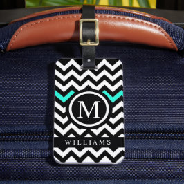 Custom White Black Türkise Zickzack Muster Gepäckanhänger