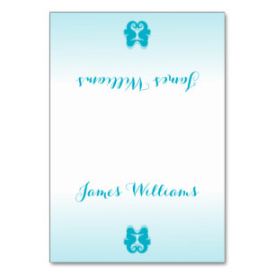 Custom White Blue Seepferd Wedding Platzkarten Tischnummer